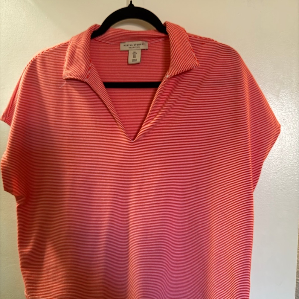 Martha Stewart Coral Striped Blouse